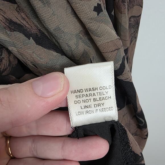 Promesa Black Brown Leaf Print Fall Forest Whimsygoth Maxi Skirt Size Small - Picture 6 of 8